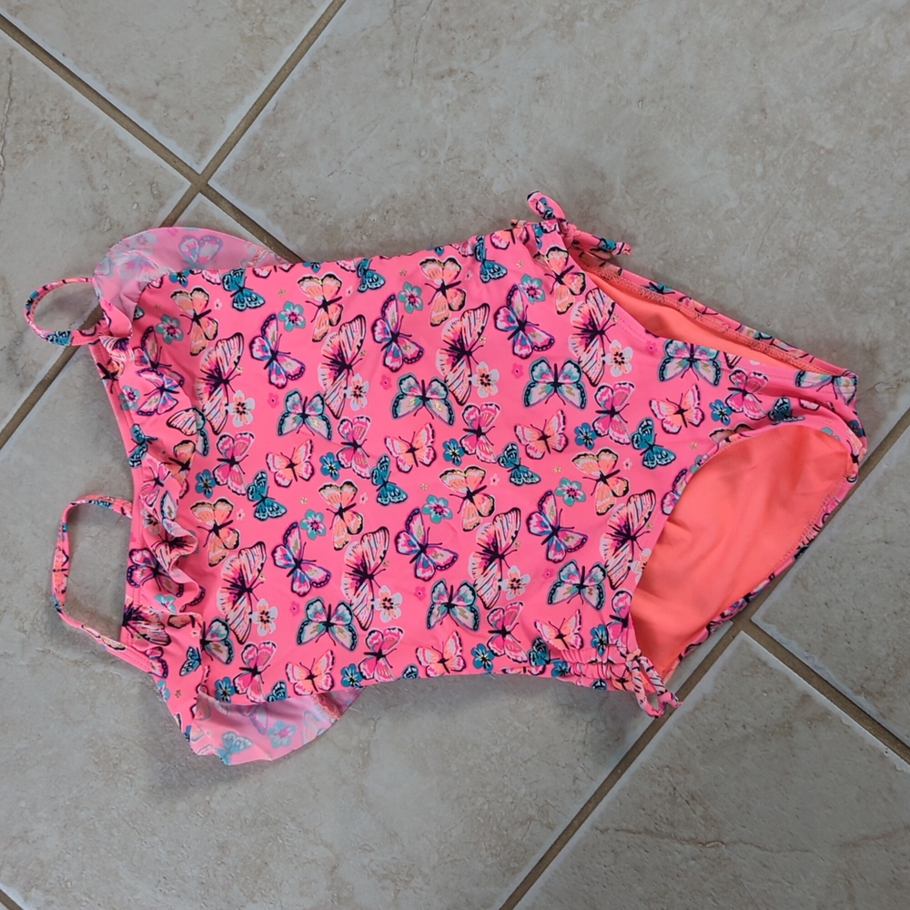 Girl size 7 hot pink butterfly swimsuit